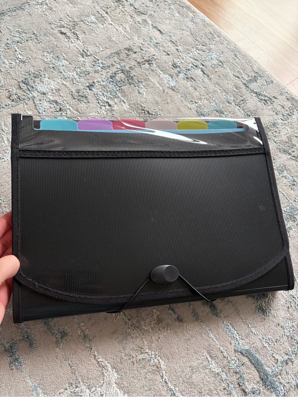 Black Accordion Document Organizer with Color Tabs